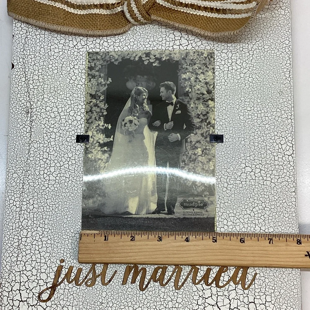 Mud Pie Rustic White and Beige “Just Married” Frame
